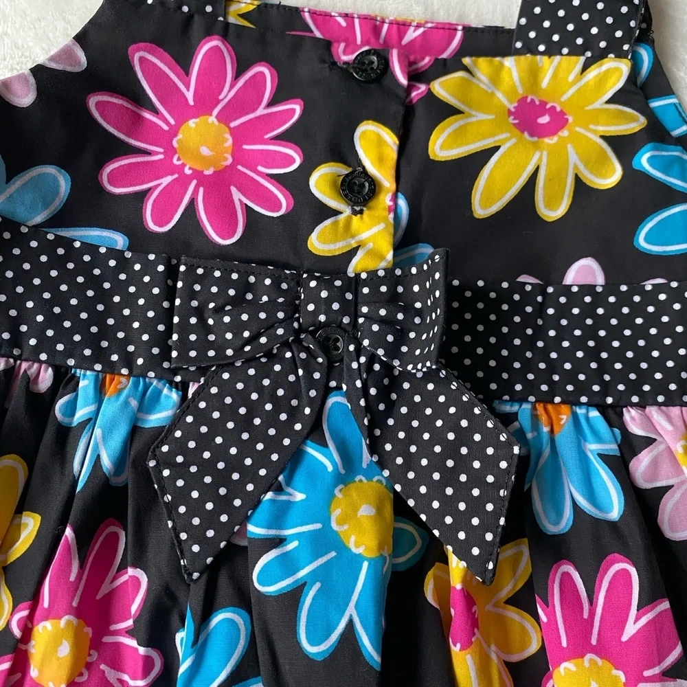 BLUEBERI Boulevard Dress Floral Black Polka‎ Dot Multicolored embroidered 4T
